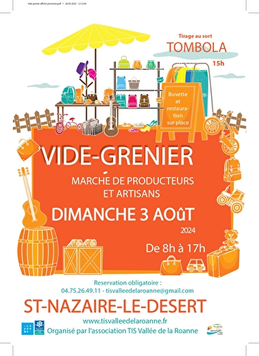 Vide greniers,  marché de producteurs et artisans.