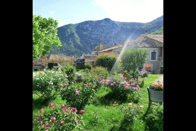 Le coin jardin et barbecue.