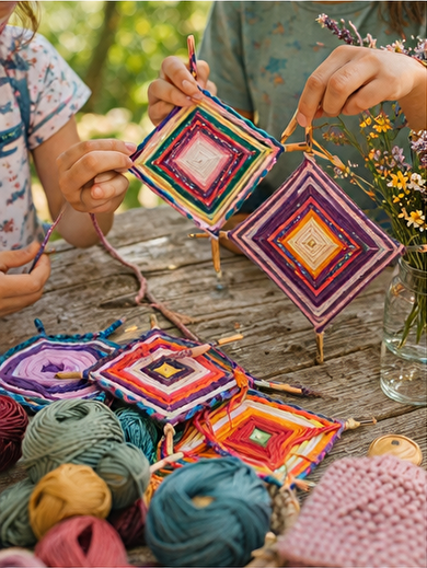 Activité créative et manuelle - MANDALAS MEXICAINS (Ojos de dios)