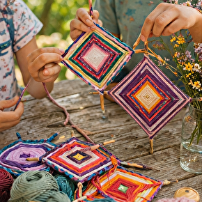 Activité créative et manuelle - MANDALAS MEXICAINS (Ojos de dios)